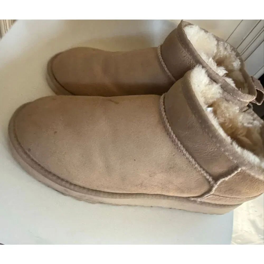 UGG Womens Suede Classic Ultra Mini Ankle Boot Tan Size 10